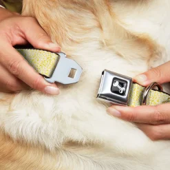 Dog Bone Seatbelt Buckle Collar - Ditsy Floral Yellow/White/Brown
