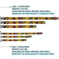 Dog Bone Seatbelt Buckle Collar - Mom & Dad CLOSE-UP Yellow