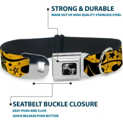 Dog Bone Seatbelt Buckle Collar - Mom & Dad CLOSE-UP Yellow
