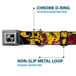 Dog Bone Seatbelt Buckle Collar - Mom & Dad CLOSE-UP Yellow