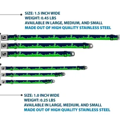 Dog Bone Seatbelt Buckle Collar - Seattle Skyline Navy/Lime Green