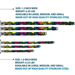 Dog Bone Seatbelt Buckle Collar - Eighties Shades Splatter Black/Neon