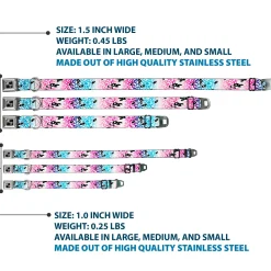 Dog Bone Seatbelt Buckle Collar - Leopard White/Pinks/Blues/Black