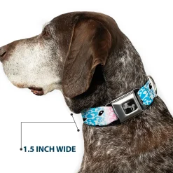 Dog Bone Seatbelt Buckle Collar - Leopard White/Pinks/Blues/Black