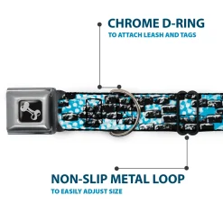 Dog Bone Seatbelt Buckle Collar - Grunge Bricks Blue