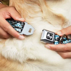 Dog Bone Seatbelt Buckle Collar - Grunge Bricks Blue