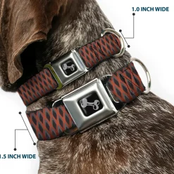 Dog Bone Seatbelt Buckle Collar - Mesh Black/Brown