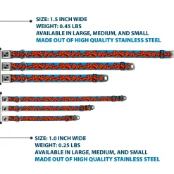 Dog Bone Seatbelt Buckle Collar - Jack-o'-Lanterns Blue