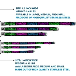 Dog Bone Seatbelt Buckle Collar - SWAGG Black/Zebra Multi Neon