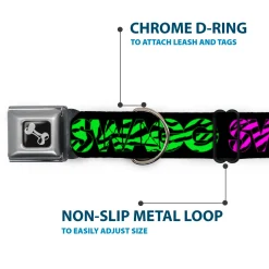 Dog Bone Seatbelt Buckle Collar - SWAGG Black/Zebra Multi Neon