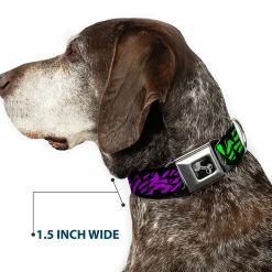 Dog Bone Seatbelt Buckle Collar - SWAGG Black/Zebra Multi Neon
