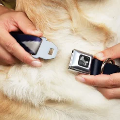 Dog Bone Seatbelt Buckle Collar - American Flag Vivid Stars CLOSE-UP Blue/White
