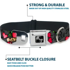 Dog Bone Seatbelt Buckle Collar - Dad & Dad Gray