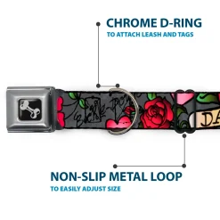 Dog Bone Seatbelt Buckle Collar - Dad & Dad Gray