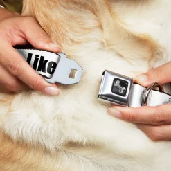 Dog Bone Seatbelt Buckle Collar - LIKE A BOSS White/Black