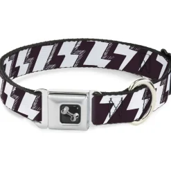 Dog Bone Seatbelt Buckle Collar - Lightning Bolts Sketch Plum/White