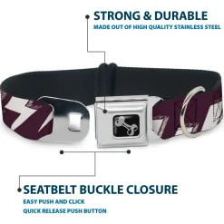 Dog Bone Seatbelt Buckle Collar - Lightning Bolts Sketch Plum/White