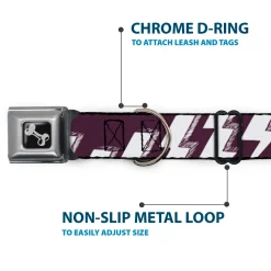 Dog Bone Seatbelt Buckle Collar - Lightning Bolts Sketch Plum/White