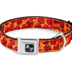 Dog Bone Seatbelt Buckle Collar - Pepperoni Pizza w/Crust Vivid