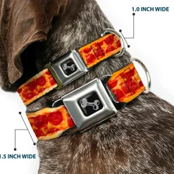 Dog Bone Seatbelt Buckle Collar - Pepperoni Pizza w/Crust Vivid