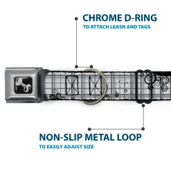 Dog Bone Seatbelt Buckle Collar - Plaid Curls Gray