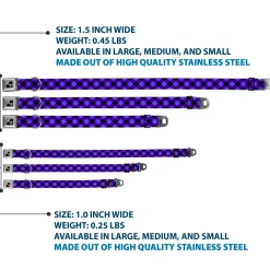 Dog Bone Seatbelt Buckle Collar - Diagonal Buffalo Plaid Black/Blue