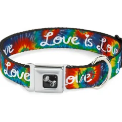 Dog Bone Seatbelt Buckle Collar - LOVE IS LOVE BD Tie Dye/White