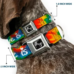 Dog Bone Seatbelt Buckle Collar - LOVE IS LOVE BD Tie Dye/White
