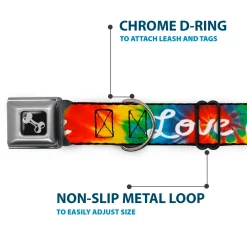 Dog Bone Seatbelt Buckle Collar - LOVE IS LOVE BD Tie Dye/White