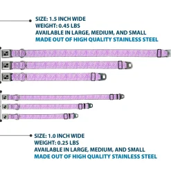 Dog Bone Seatbelt Buckle Collar - Ditsy Floral Lavender/White/Black