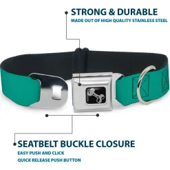 Dog Bone Seatbelt Buckle Collar - Teal