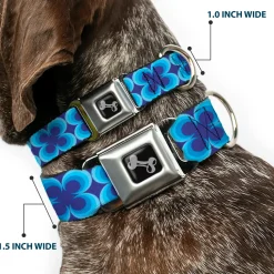 Dog Bone Seatbelt Buckle Collar - Four Dot Gradient Royal/Blues