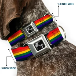 Dog Bone Seatbelt Buckle Collar - Rainbow