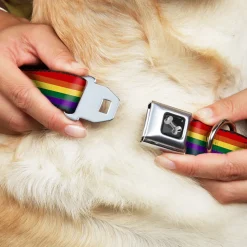 Dog Bone Seatbelt Buckle Collar - Rainbow