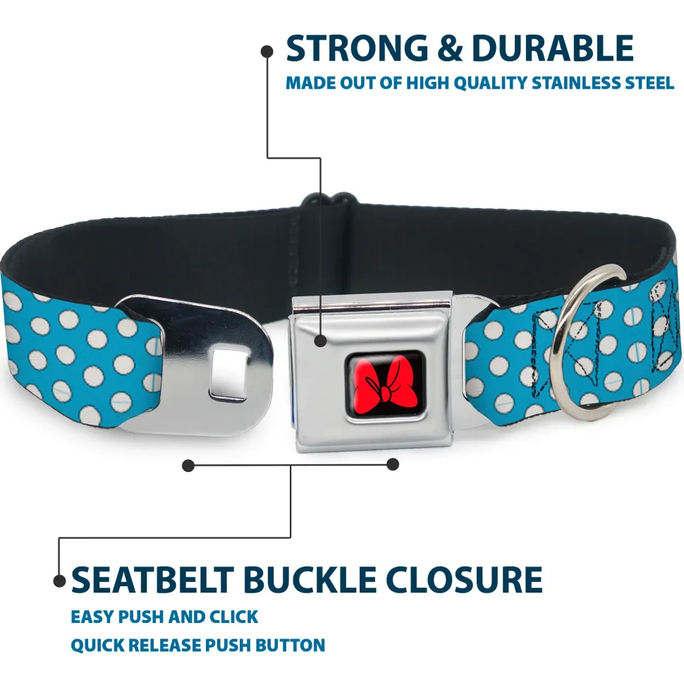 Dog Collar DYYR-Minnie Mouse Bow Full Color Black/Red - Minnie Mouse Dots Blue/Black/White