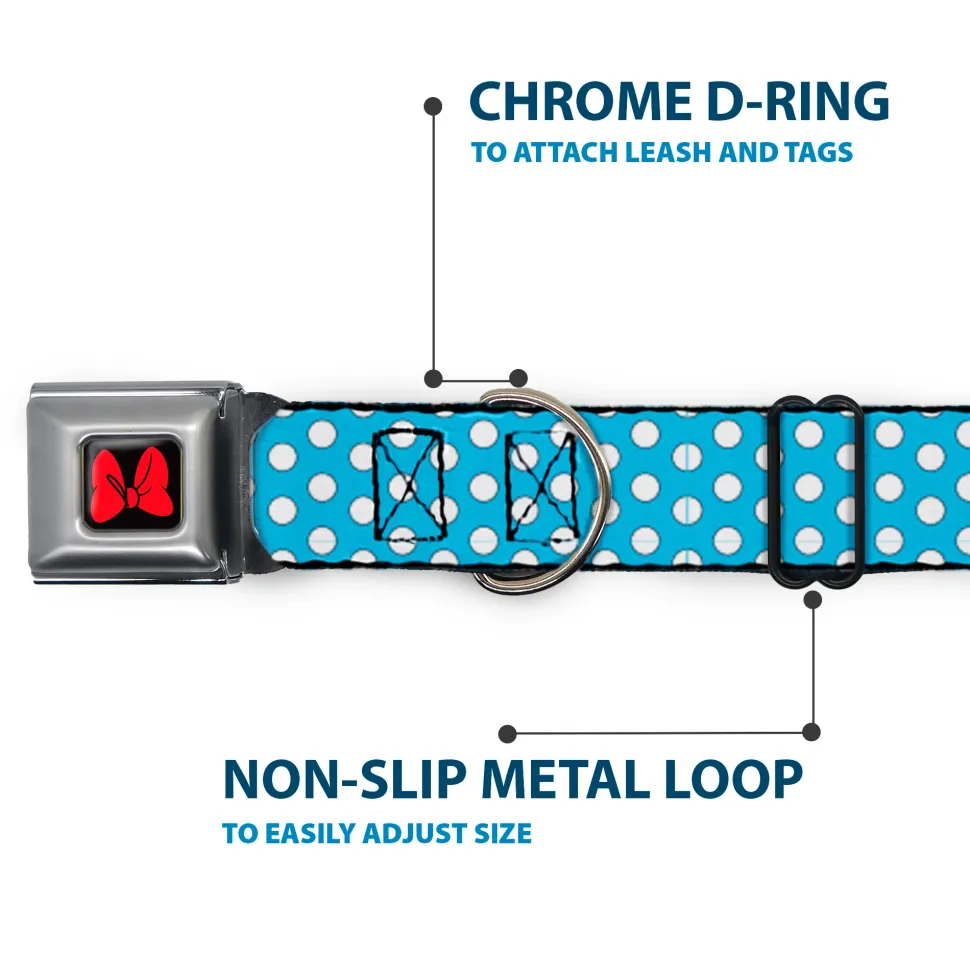 Dog Collar DYYR-Minnie Mouse Bow Full Color Black/Red - Minnie Mouse Dots Blue/Black/White