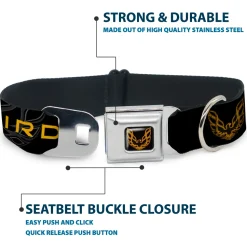Dog Collar POG-Pontiac Firebird Logo Full Color Black/Golds - Pontiac FIREBIRD/Logo Black/Grays/Golds