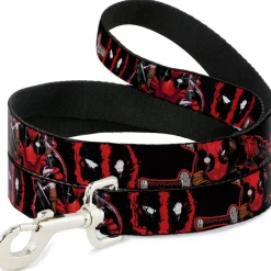 Dog Leash - Deadpool 2-Action Poses/Splatter Logo Black/Red/White