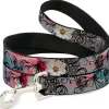Dog Leash - Flowers w/Filigree Pink