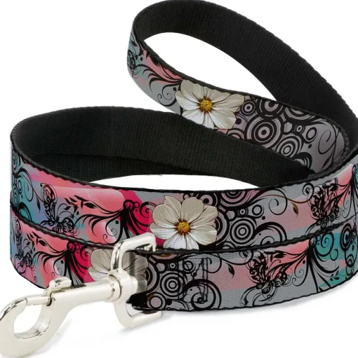 Dog Leash - Flowers w/Filigree Pink