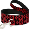 Dog Leash - Harley Quinn Diamond Blocks Red/Black Black/Red