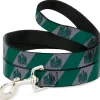 Dog Leash - SLYTHERIN Crest Diagonal Stripe Gray/Green