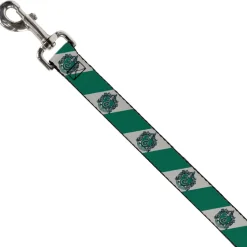 Dog Leash - SLYTHERIN Crest Diagonal Stripe Gray/Green