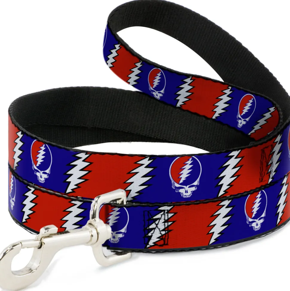 Dog Leash - Steal Your Face w/Lightning Bolt Repeat Red/White/Blue