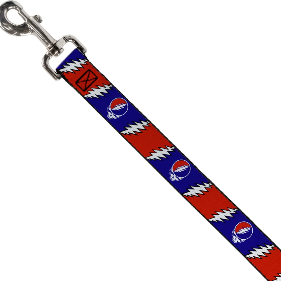 Dog Leash - Steal Your Face w/Lightning Bolt Repeat Red/White/Blue