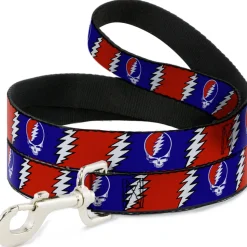 Dog Leash - Steal Your Face w/Lightning Bolt Repeat Red/White/Blue