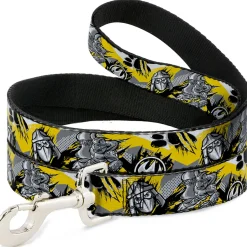 Dog Leash - Teenage Mutant Ninja Turtles Shredder Pose and Icons Grays/Yellow