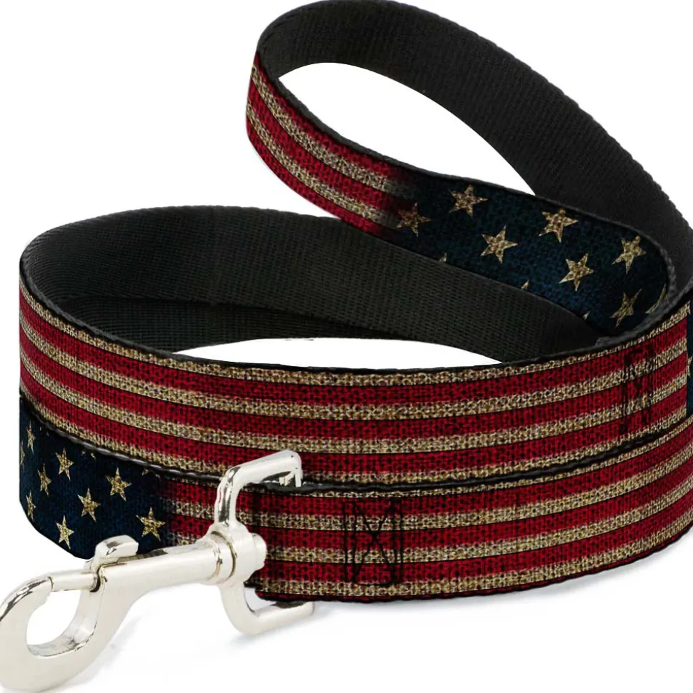 Dog Leash - Vintage US Flag Stretch