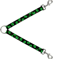 Dog Leash Splitter - Aliens Head Scattered Galaxy2/Green/Black