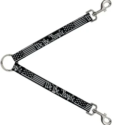 Dog Leash Splitter - Americana Flag WE THE PEOPLE Black White